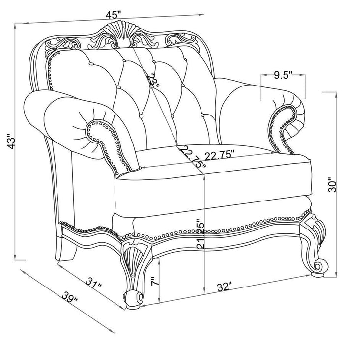 Victoria - Rolled Arm Chair - Tri-Tone And Brown