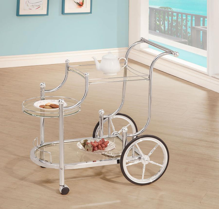 Sarandon - 3-Tier Serving Cart - Chrome And Clear