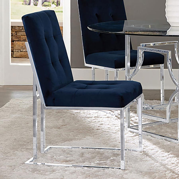 Cisco - Upholstered Dining Chairs (Set of 2) - Ink Blue And Chrome