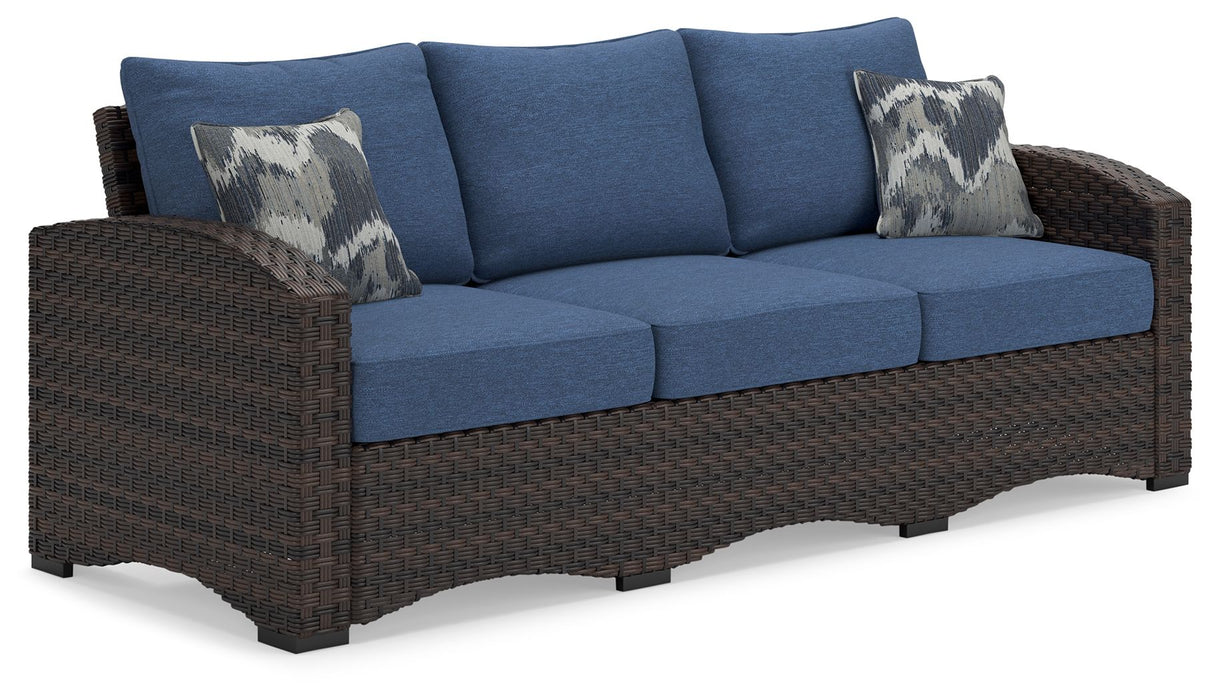 Windglow - Blue / Brown - Sofa With Cushion