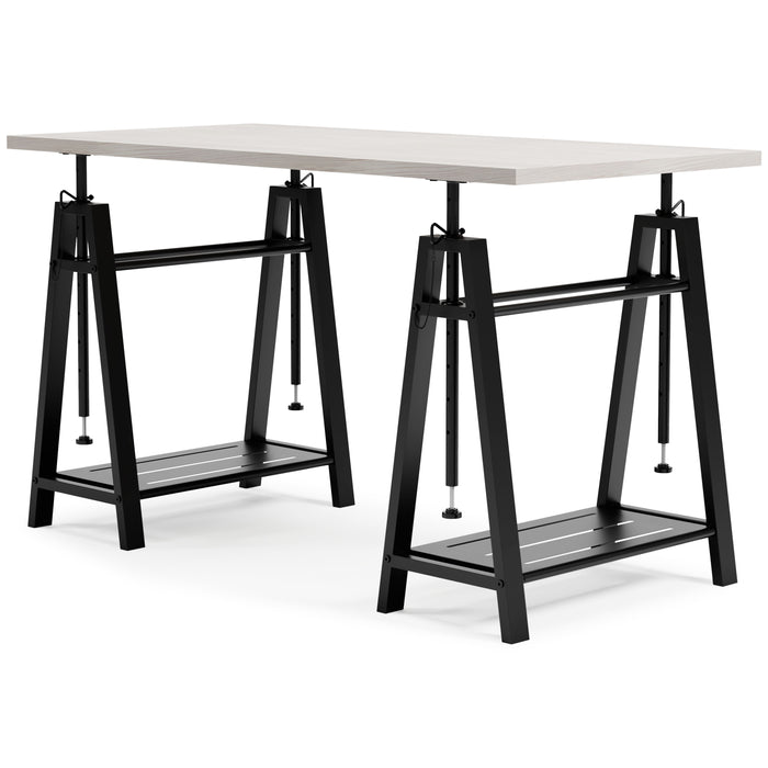 Bayflynn - White / Black - Adjustable Height Desk