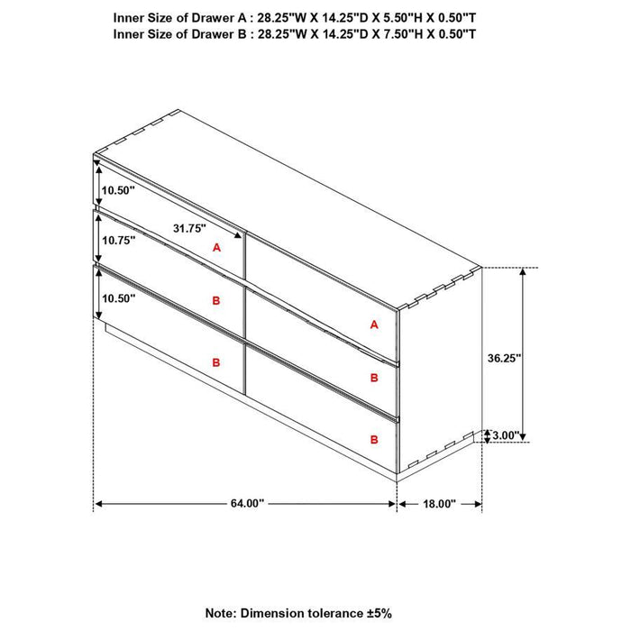 Winslow - 6-Drawer Dresser - Smokey Walnut And Coffee Bean