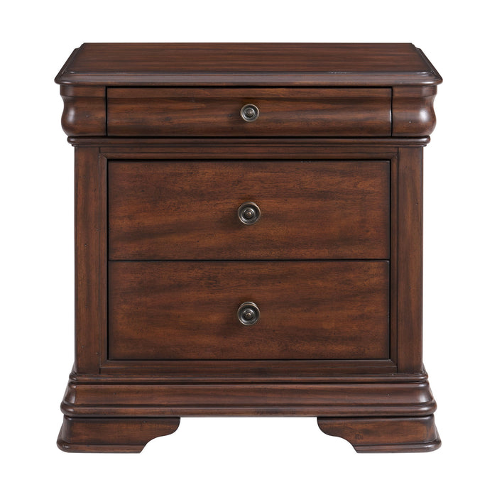 Phillipe - 3-Drawer Nightstand With USB - Cherry