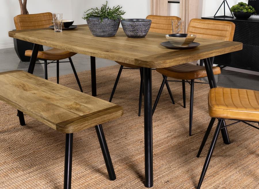 Maverick - Rectangular Tapered Legs Dining Table - Natural Mango And Black