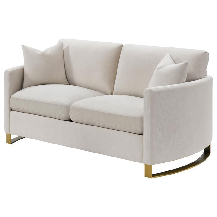 Corliss - Upholstered Arched Arms Loveseat - Beige