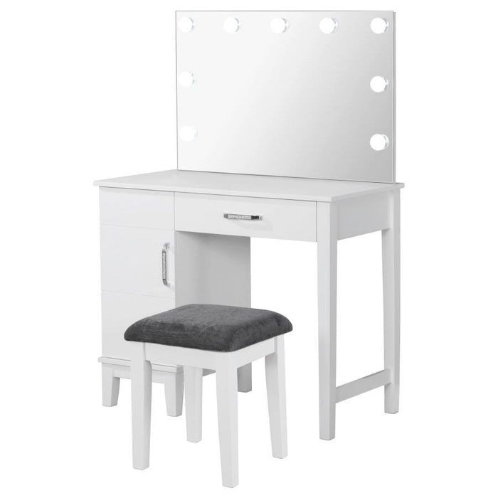 Elijah - Vanity Set With LED Lights - White And Dark Gray