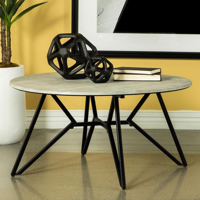 Hadi - Round Smart Top Coffee Table - Cement