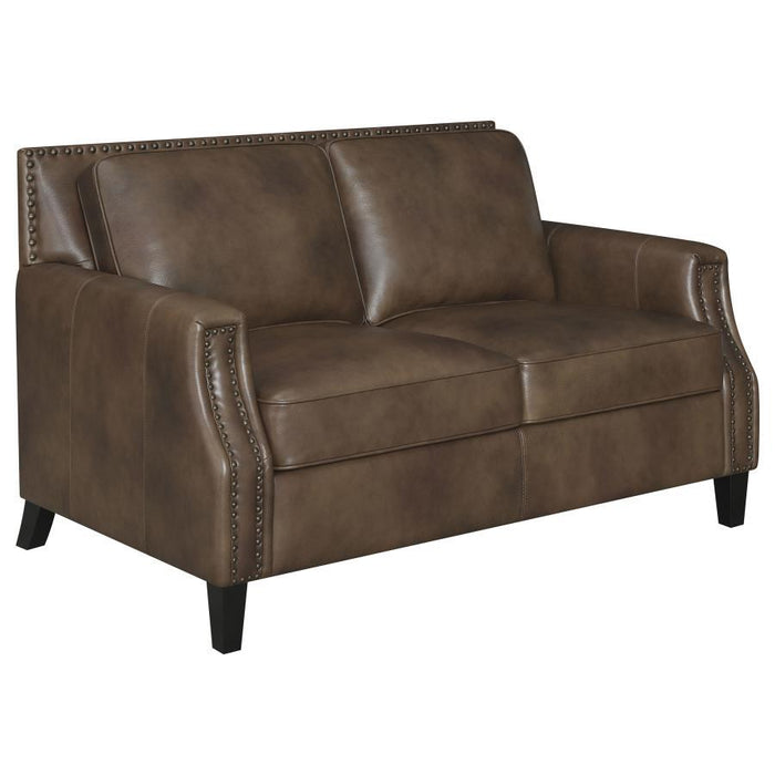 Leaton - Upholstered Recessed Arms Loveseat - Brown Sugar