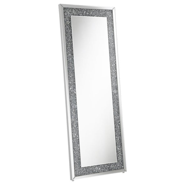 Valerie - Crystal Inlay Rectangle Floor Mirror - Silver