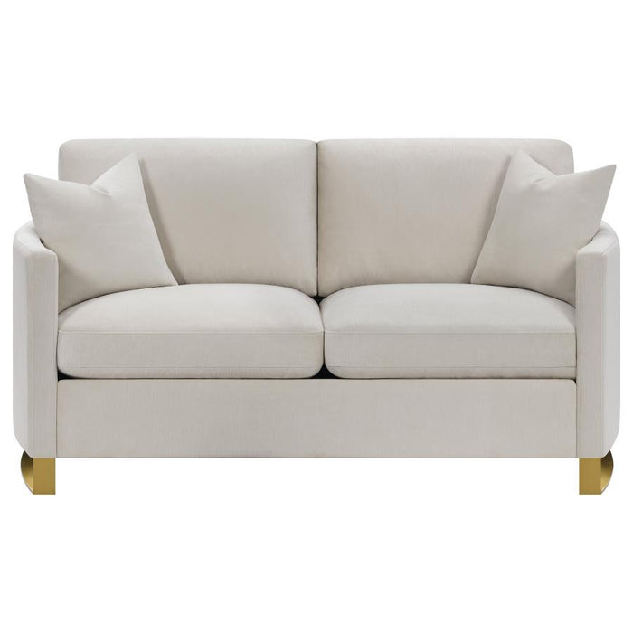 Corliss - Upholstered Arched Arms Loveseat - Beige