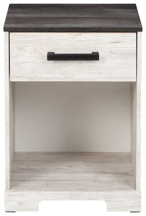 Shawburn - White / Black / Gray - One Drawer Night Stand - Open Cubby