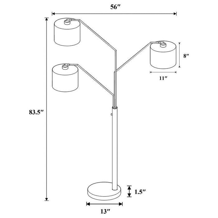 Jirou - Trio Drum Shade Floor Lamp - Stain Nickel