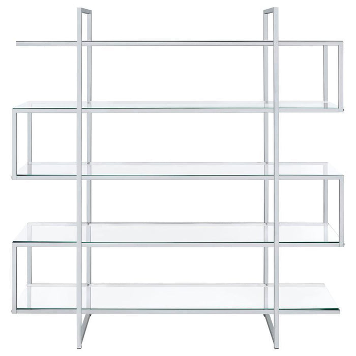 Elmer - 5-Shelf Bookcase - Chrome And Clear