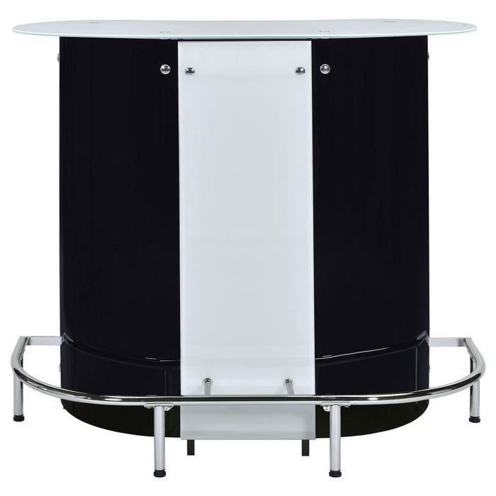 Lacewing - 1-Shelf Bar Unit - Glossy Black And White