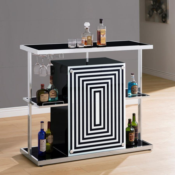 Zinnia - 2-Tier Bar Unit - Glossy Black And White